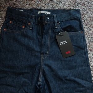 Levi's Womens Ribcage Wide Leg Jeans - Dark Blue